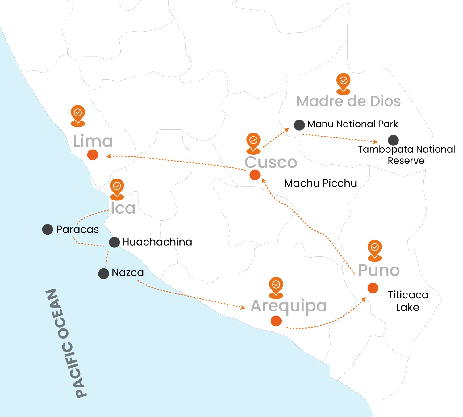 map Lima to Machu PIcchu Package tours